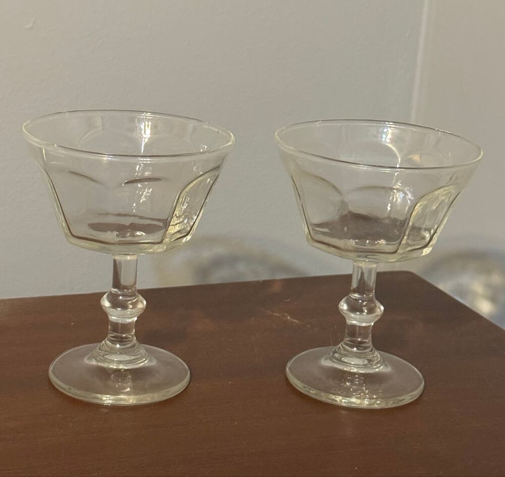 2 Anchor Hocking Courtney Clear Champagne Sherbet Glass